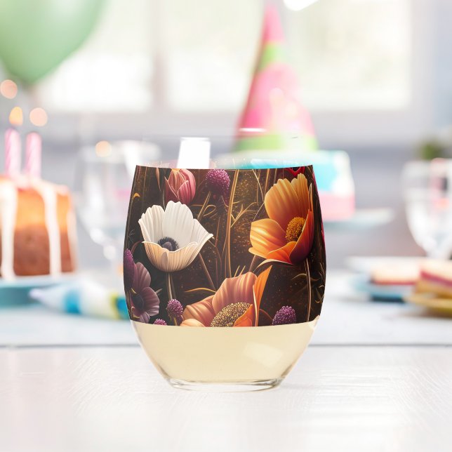Vaso De Vino Amapolas Coloridas (Insitu (Cumpleaños))