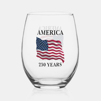 Vaso De Vino America 250 Years Flag
