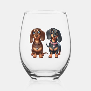 Vaso De Vino Amigos de Cute Dachshund