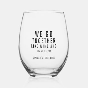 Vaso De Vino Amistad de texto Personalizado divertida