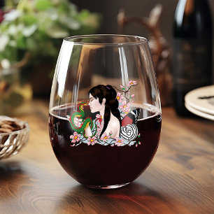 Vaso De Vino Amistad del dragón de hadas de flores de cerezo