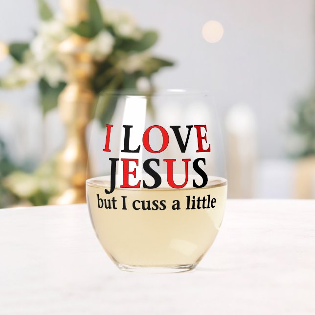 Vaso De Vino Amo a Jesús [pero maldigo un poco] (Insitu (Boda))