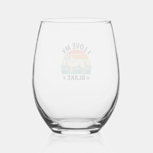 Vaso De Vino Amo a mi perro Blake Diseño de grabado retro_1