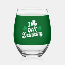 Vaso De Vino Amo Beber Durante El Día Divertido St Patrick's Da