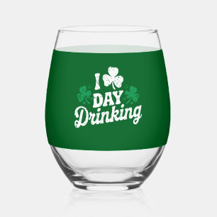 Vaso De Vino Amo Beber Durante El Día Divertido St Patrick's Da