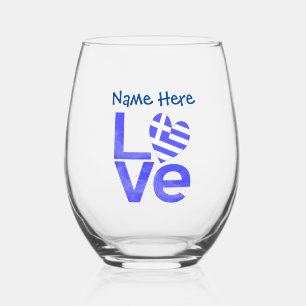 Vaso De Vino Amor griego azul personalizado