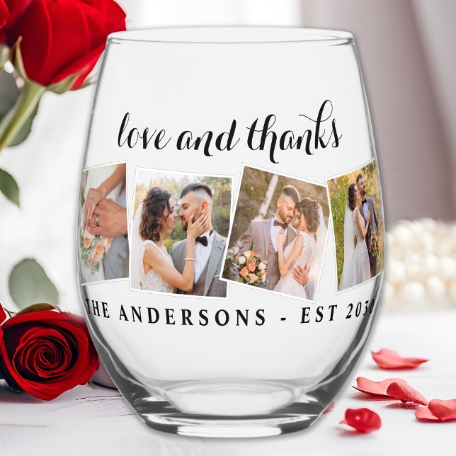 Vaso De Vino Amor y agradecimiento Personalizado Collage de fot (Subido por el creador)