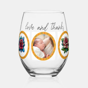 Vaso De Vino Amor y agradecimiento Personalizado Collage de fot