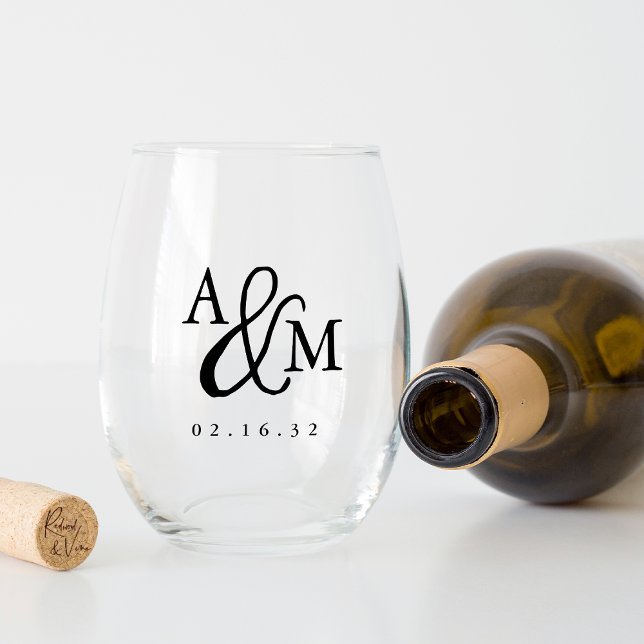 Vaso De Vino Ampersand Monogram Wedding Favor (Subido por el creador)