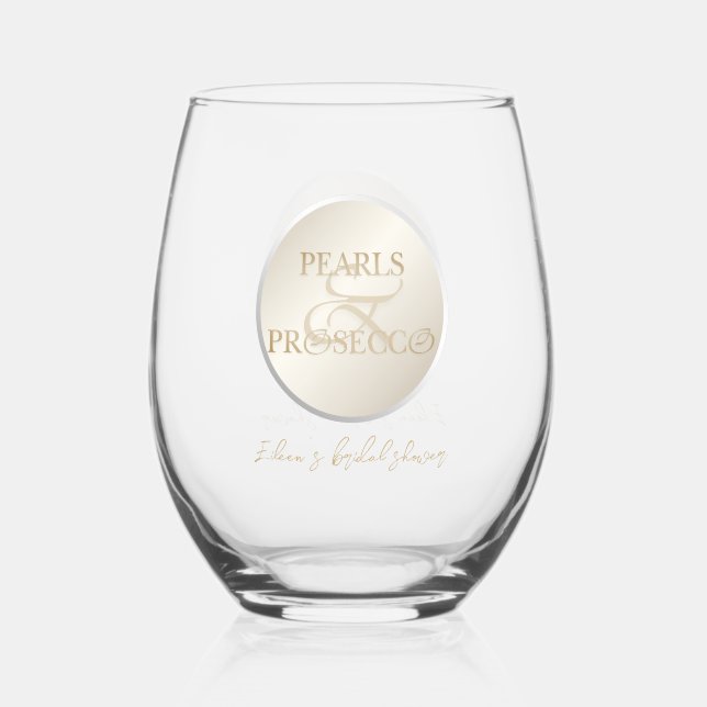 Vaso De Vino Ampersand Pearls y Prosecco Bridal Shower (Anverso)
