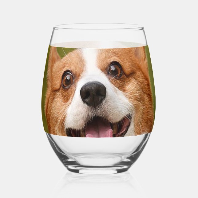 Vaso De Vino Añadir foto de perro personalizada (Anverso)