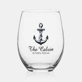 Vaso De Vino Anchor with Boat Line
