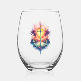 Vaso De Vino Ancla solar en un paraíso tropical. 