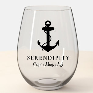 Vaso De Vino Anclaje clásico del barco