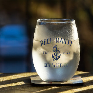 Vaso De Vino Anclaje ruso azul de la marina Nombre del barco