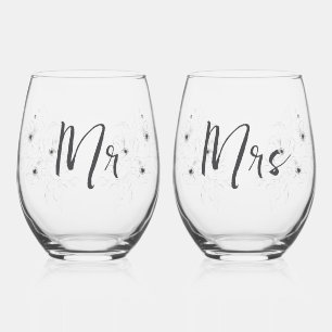 Vaso De Vino Anémona de dos líneas de arte en gafas de Boda sin