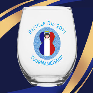 Vaso De Vino Ángel Francés Día de la Bastilla Personalizado