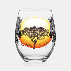 Vaso De Vino Animal silvestre de la sabana africana cebra