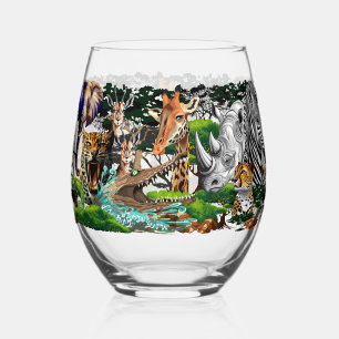 Vaso De Vino Animales salvajes de sabana africanos
