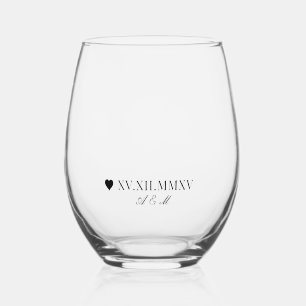 Vaso De Vino Aniversario de la fecha numérica personalizado rom