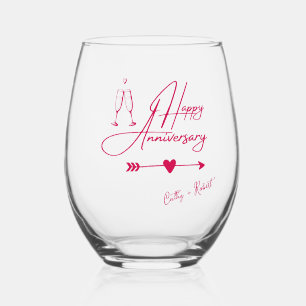 Vaso De Vino Aniversario feliz del personalizado