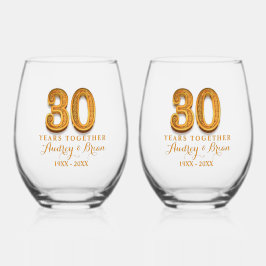Vaso De Vino Aniversario número 30 Personalizado
