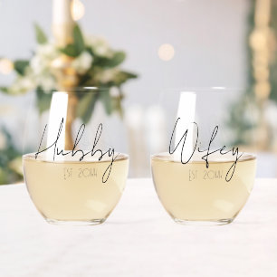 Vaso De Vino Año de establecimiento personalizado para esposo y