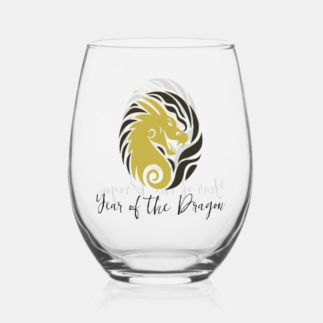Vaso De Vino Año del Dragón Diseño Vino sin Estúmulo (Anverso)