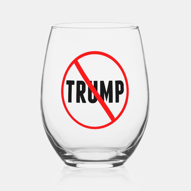 Vaso De Vino Anti Trump: un simple círculo rojo X político (Anverso)