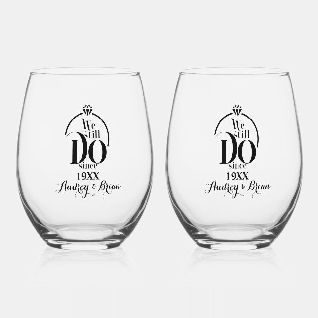 Vaso De Vino Any Year Anniversary Personalized (Anverso)