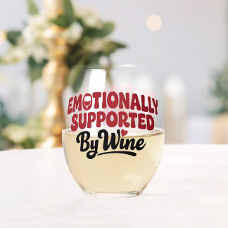 Vaso De Vino Apoyado Emocionalmente Por Vino Divertido