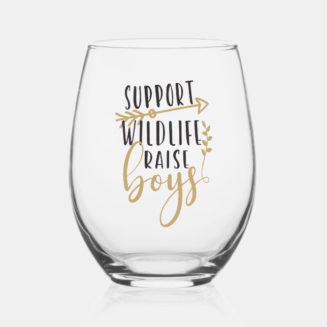 Vaso De Vino Apoyar la vida salvaje, criar niños (Anverso)