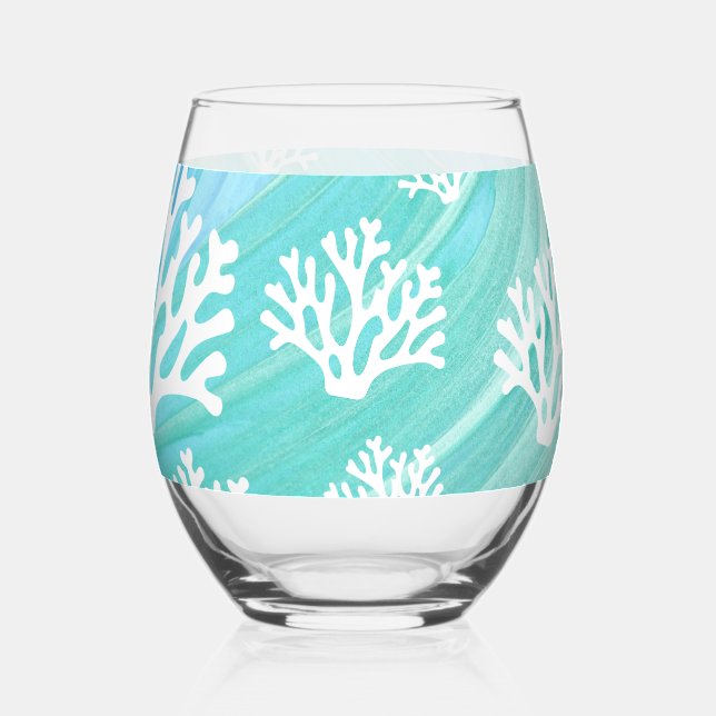 Vaso De Vino Aqua Ocean Coral Sealife (Anverso)