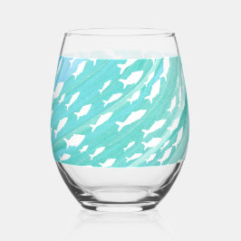 Vaso De Vino Aqua Ocean Fish Nautical