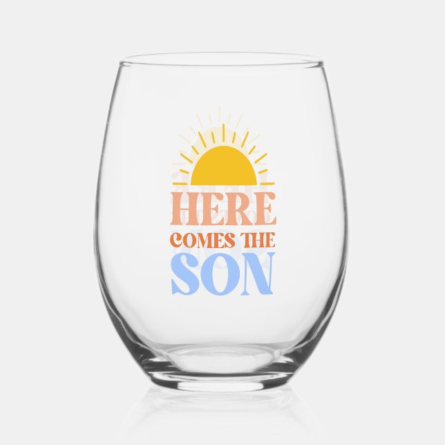 Vaso De Vino Aquí Viene El Baby Shower Del Niño (Anverso)