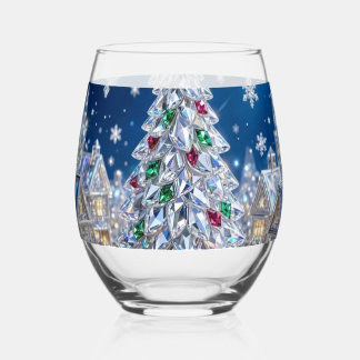 Vaso De Vino Árbol de Navidad de Cristal Brillante Pueblo de In