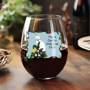 Vaso De Vino Árbol de Navidad Divertido y Festivo Gato Blanco D