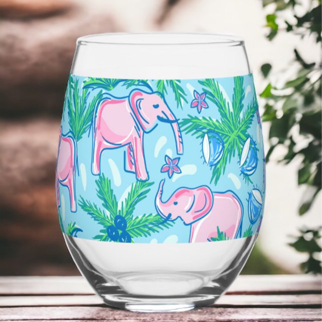 Vaso De Vino Árbol de palma de elefante rosa preppy (Subido por el creador)