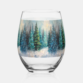 Vaso De Vino Árboles de Navidad verdes Bosque de invierno
