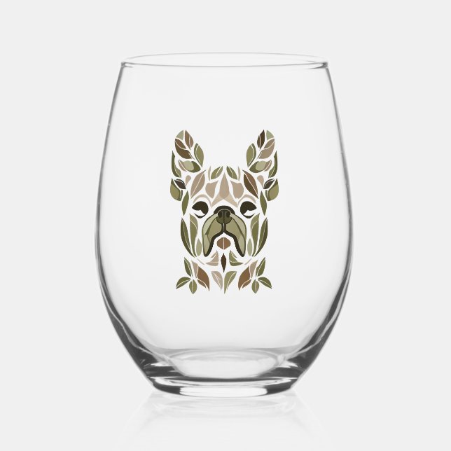 Vaso De Vino Arte Bulldog francés (Anverso)