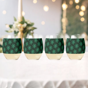 Vaso De Vino Arte de copo de nieve de cristal esmeralda
