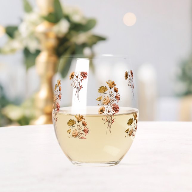 Vaso De Vino Arte de flores botánicas (Insitu (Boda))