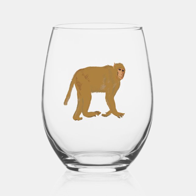 Vaso De Vino arte de mono papión (Anverso)