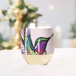 Vaso De Vino Arte de Pájaro Pincelada