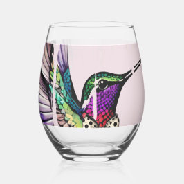 Vaso De Vino Arte de Pájaro Pincelada