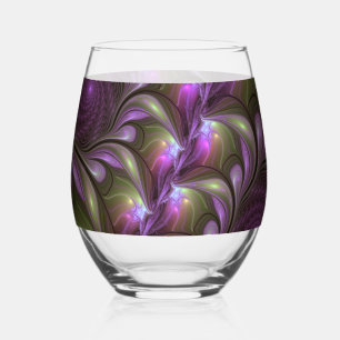 Vaso De Vino Arte fractal abstracto colorido violeta púrpura ca