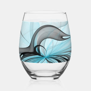 Vaso De Vino Arte fractal moderno gris antracita abstracto