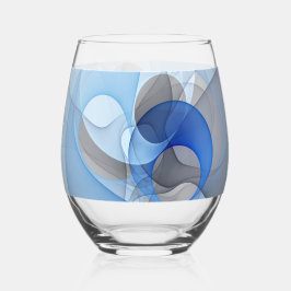 Vaso De Vino Arte gráfico fractal abstracto azul gris moderno