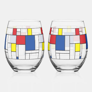 Vaso De Vino Arte Moderno De Stijl Geométrico Minimalista Mondr
