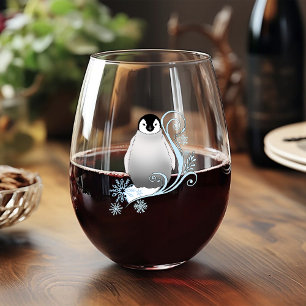 Vaso De Vino Arte Nouveau de pingüino invernal caprichoso copos